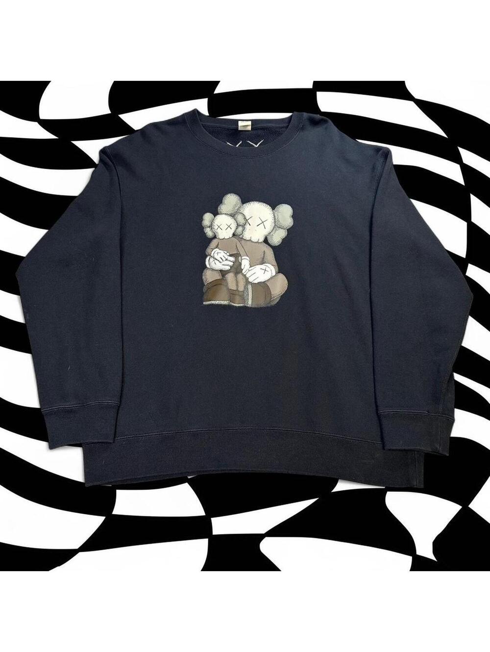KAWS x UNIQLO black crewneck sweatshirt